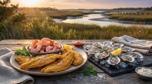 Fresh local seafood platter in